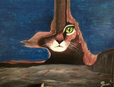Peinture intitulée "chat derriére la po…" par Sarah De Facci, Œuvre d'art originale, Acrylique