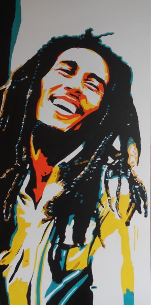 Painting titled "Bob Marley" by Sarah Ferrari, Original Artwork, Acrylic