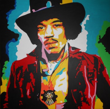 Painting titled "Jimi Hendrix" by Sarah Ferrari, Original Artwork, Acrylic