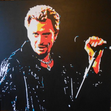 Painting titled "Johnny Hallyday" by Sarah Ferrari, Original Artwork, Acrylic