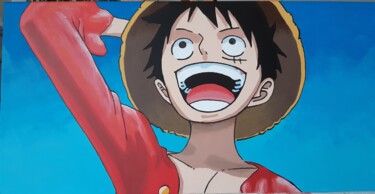 Painting titled "One Piece - Luffy" by Sarah Ferrari, Original Artwork, Acrylic