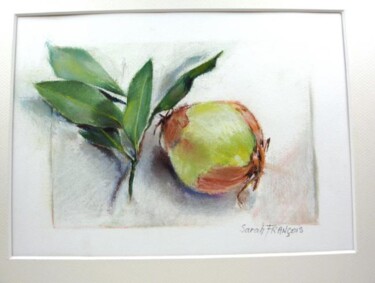 Dessin intitulée "oignon et feuilles…" par Sarah François, Œuvre d'art originale, Pastel