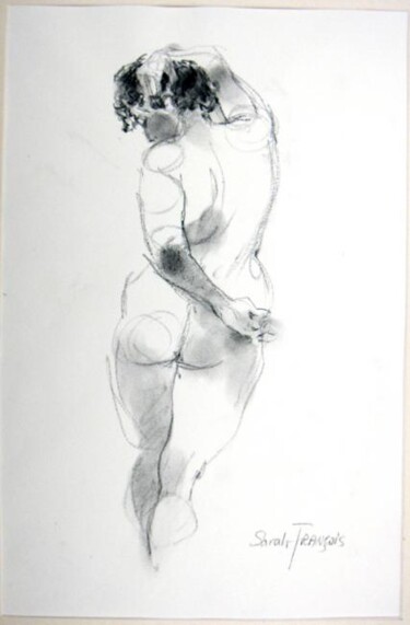 Tekening getiteld "Nu de femme 241" door Sarah François, Origineel Kunstwerk, Conté