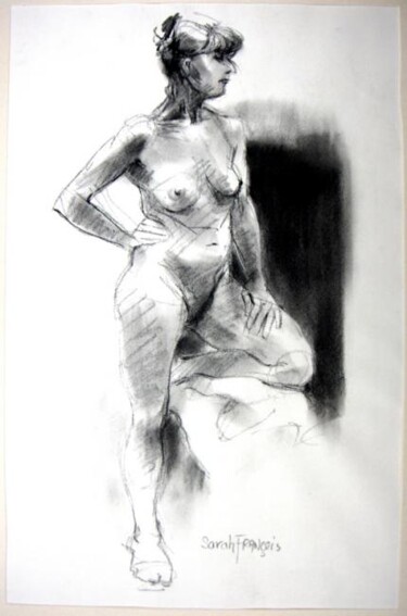 Dessin intitulée "Nu de femme 251" par Sarah François, Œuvre d'art originale, Conté