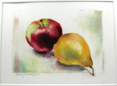 Dessin intitulée "pomme et poire 2/Ap…" par Sarah François, Œuvre d'art originale, Pastel