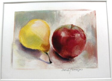 Disegno intitolato "pomme et poire 3/Ap…" da Sarah François, Opera d'arte originale, Pastello