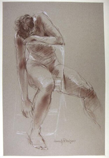 Dessin intitulée "femme sur la chaise" par Sarah François, Œuvre d'art originale, Conté