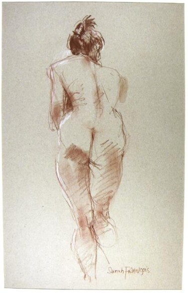 Dessin intitulée "Nu de femme 960" par Sarah François, Œuvre d'art originale, Conté