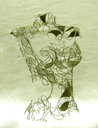 Sculpture titled "Bustier à dentelle/…" by Sarah François, Original Artwork, Metals