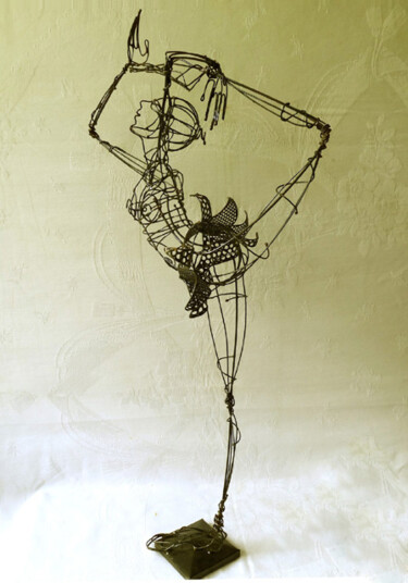 Sculpture intitulée "Yoga danse" par Sarah François, Œuvre d'art originale, Fil de fer