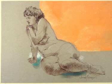 Drawing titled "Dessin 860" by Sarah François, Original Artwork, Conté