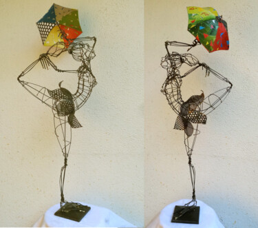 Sculpture titled "danseuse à l'ombrel…" by Sarah François, Original Artwork, Wire