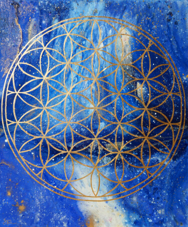 Painting titled "Flower of Life VIII." by Sarah I. Avni, Original Artwork, Acrylic Mounted on Wood Stretcher frame