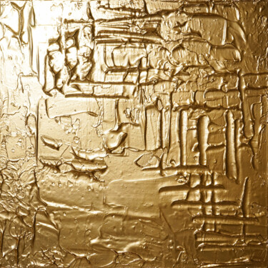 Painting titled "Think Gold I." by Sarah I. Avni, Original Artwork, Acrylic Mounted on Wood Stretcher frame