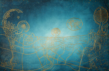Картина под названием "Dubai I." - Sarah I. Avni, Подлинное произведение искусства, Акрил Установлен на Деревянная рама для…