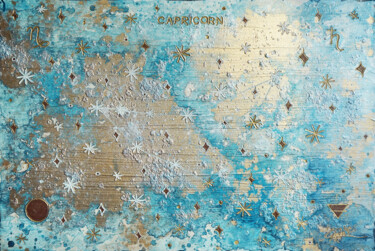 Painting titled "Blue Capricorn 1/9" by Sarah I. Avni, Original Artwork, Acrylic Mounted on Wood Stretcher frame