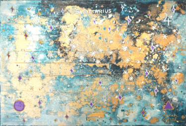 Картина под названием "Blue Sagittarius 1/9" - Sarah I. Avni, Подлинное произведение искусства, Акрил Установлен на Деревянн…