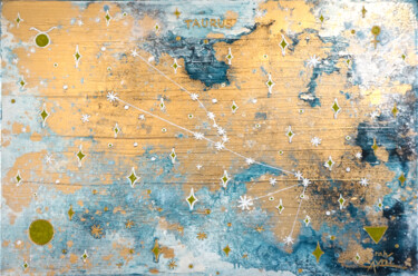 Картина под названием "Blue Taurus 1/9" - Sarah I. Avni, Подлинное произведение искусства, Акрил Установлен на Деревянная ра…