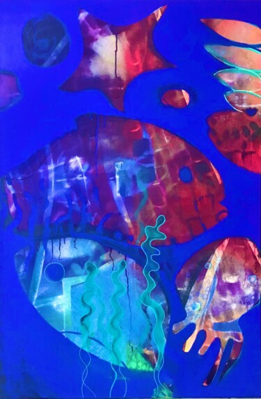Painting titled "Big fish" by Sarah Lanyi, Original Artwork, Acrylic