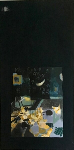 Картина под названием "Jaune" - Sarah Lanyi, Подлинное произведение искусства, Акрил Установлен на Деревянная рама для носил…