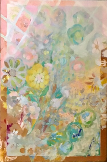 Painting titled "Le printemps" by Sarah Lanyi, Original Artwork, Acrylic Mounted on Wood Stretcher frame