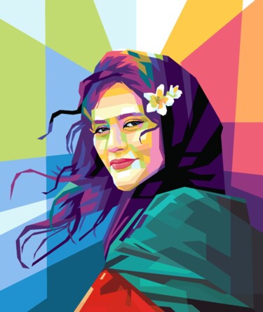 Digitale Kunst mit dem Titel "Mahsa Amini" von Sarah Saharkhiz, Original-Kunstwerk, Digitale Malerei
