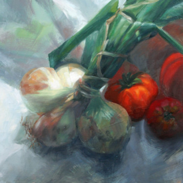 Peinture intitulée "Mind your onions" par Sarah Spence, Œuvre d'art originale, Huile