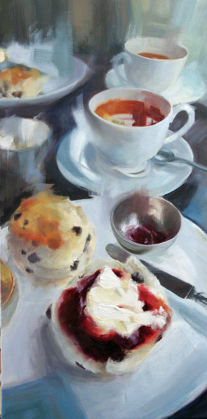 Painting titled "Tea for  two" by Sarah Spence, Original Artwork, Oil
