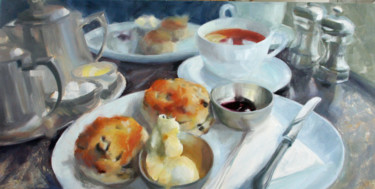Peinture intitulée "Two for tea" par Sarah Spence, Œuvre d'art originale, Huile