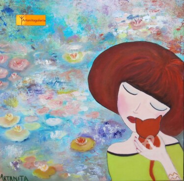 Pintura intitulada "Nymphéa,mon bébé ch…" por Artanita, Obras de arte originais, Óleo