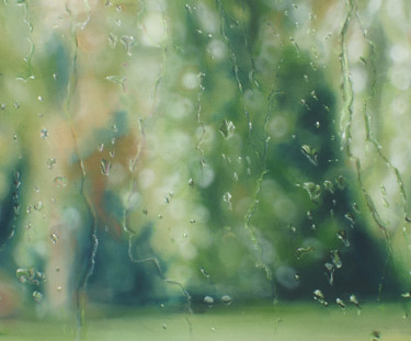 Painting titled "Raindrops on studio…" by Sarah Beth Goncarova, Original Artwork, Acrylic