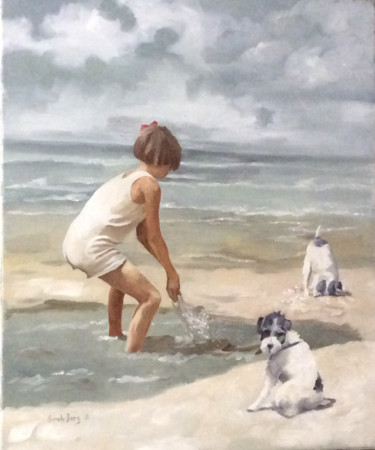 Pittura intitolato "la Plage.jpg" da Sarah Borg, Opera d'arte originale, Olio