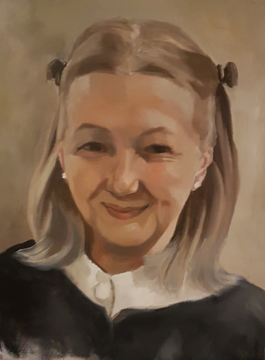 Pintura intitulada "Self portrait" por Sarah Borg, Obras de arte originais, Óleo