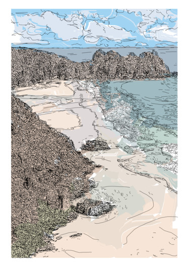 Arts numériques intitulée "Cornwall (couleur)" par Sarah Cuneo, Œuvre d'art originale, Travail numérique 2D