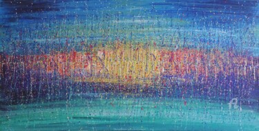 Malerei mit dem Titel "Horizons lointains" von Sarah Leseigneur, Original-Kunstwerk, Acryl Auf Keilrahmen aus Holz montiert