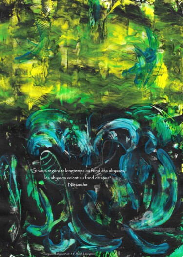 Photographie intitulée "Turquoises abysses" par Sarah Leseigneur, Œuvre d'art originale, Gouache