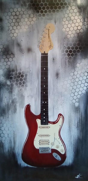 Peinture intitulée "Stratocaster" par Sarah Lutaud (Sarah Art), Œuvre d'art originale, Acrylique