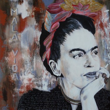 Картина под названием "Frida Khalo" - Sarah Lutaud (Sarah Art), Подлинное произведение искусства, Акрил