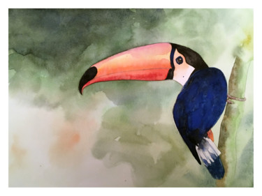 Peinture intitulée "toucan.jpg" par Sarah Quarelle, Œuvre d'art originale, Aquarelle