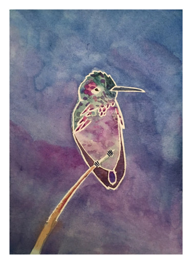 Painting titled "petit colibri.jpg" by Sarah Quarelle, Original Artwork, Watercolor