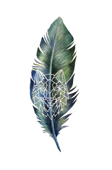 Malerei mit dem Titel "plume loup.jpg" von Sarah Quarelle, Original-Kunstwerk, Aquarell