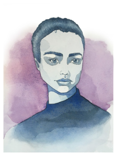 Peinture intitulée "Portrait" par Sarah Quarelle, Œuvre d'art originale, Aquarelle