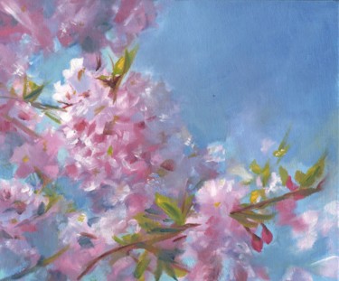 Painting titled "Cherryblossoms" by Sarah Stowe, Original Artwork, Oil