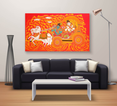 Brotherhood - Krishna & Balarama 39.4x55.1x1.2 in ©2018 by Saran.MA Karimpanakkil