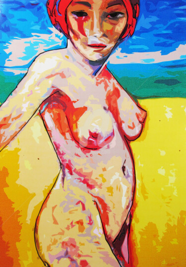 Painting titled "BEACH" by Sara Raquel Sarangello, Original Artwork, Ink