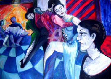 Schilderij getiteld "DANCE SALÓN DE TANGO" door Sara Raquel Sarangello, Origineel Kunstwerk, Olie