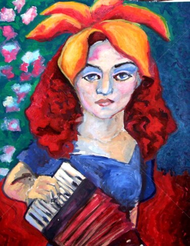 Malerei mit dem Titel "Música ACORDEÓN" von Sara Raquel Sarangello, Original-Kunstwerk, Öl