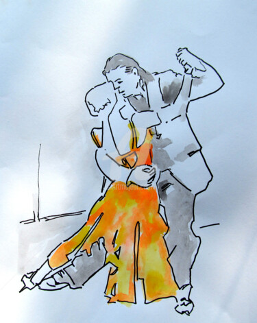 Pintura titulada "DANCE TANGO INK" por Sara Raquel Sarangello, Obra de arte original, Tinta