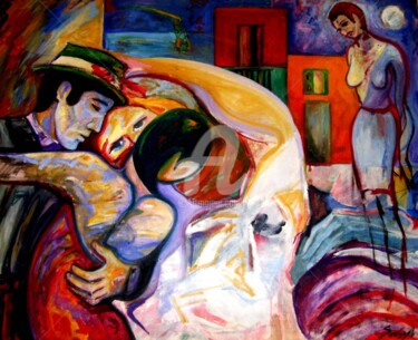 Schilderij getiteld "Dance night" door Sara Raquel Sarangello, Origineel Kunstwerk, Olie