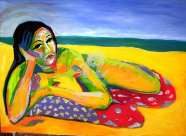 Pittura intitolato "THE BEACH" da Sara Raquel Sarangello, Opera d'arte originale, Olio